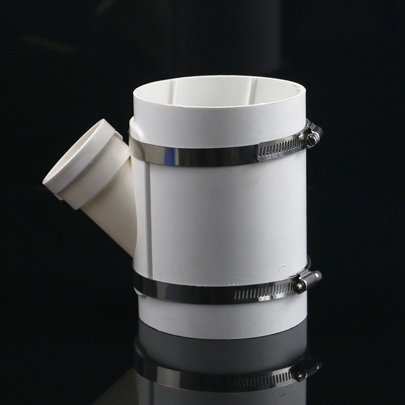 开口三通pvc 变径三通马鞍补漏片110750哈夫节排水管补漏抢修节加长