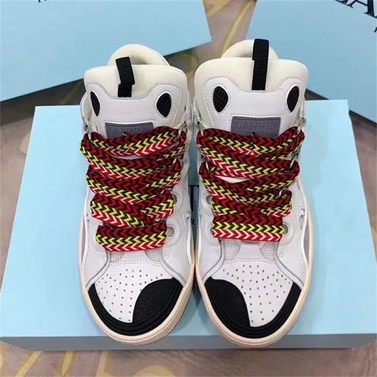 2022新款lanvin面包鞋小鬼王琳凯同款浪凡泼墨春季拼色德训情侣运动