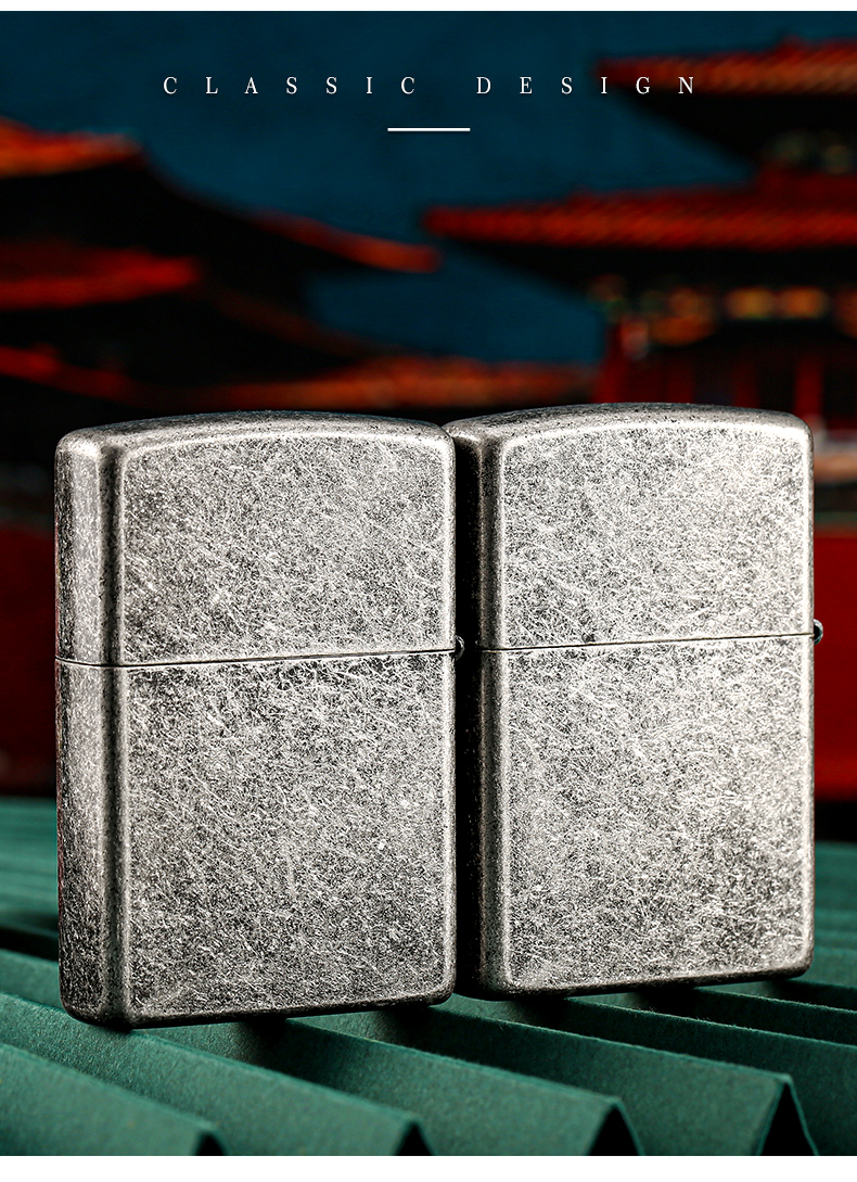 zippo正版打火机 仿古银雕刻防风煤油打火机男士送礼 醒狮礼盒装 醒狮