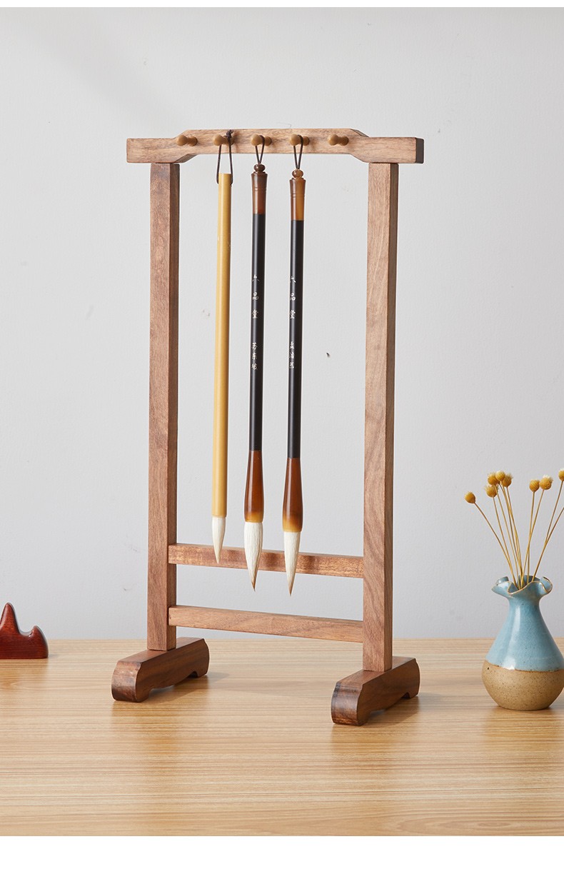 六品堂 黄花梨木毛笔架笔挂文房四宝实木笔架新中式简约现代初学者