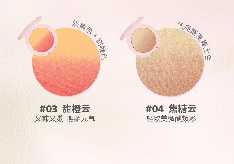 橘朵（Judydoll）渐变腮红 胭脂盘收敛色腮红盘修容高光  生日礼物女【达人专享】 1 1g #02 蜜桃云