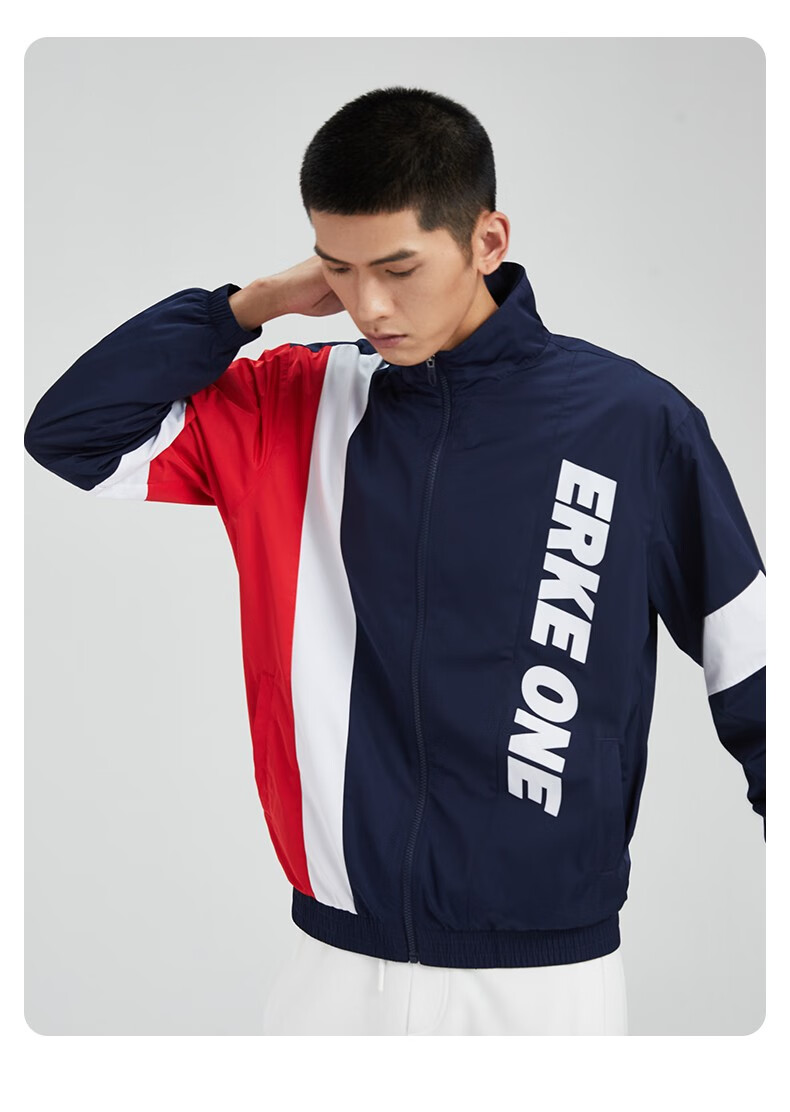 鸿星尔克夹克男2021秋季轻便休闲潮流百搭经典简约舒适夹克 正白/竹