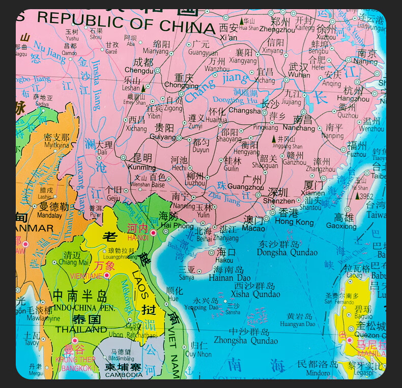 仿红木装饰版2021新版世界地图挂图超大版约1813米仿红木精品挂图小四