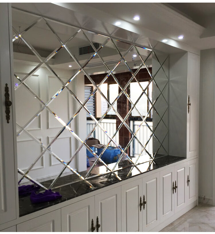 卡戈尔艺术玻璃拼镜背景墙边框造型装饰框茶镜菱形客厅电视餐厅装饰贴