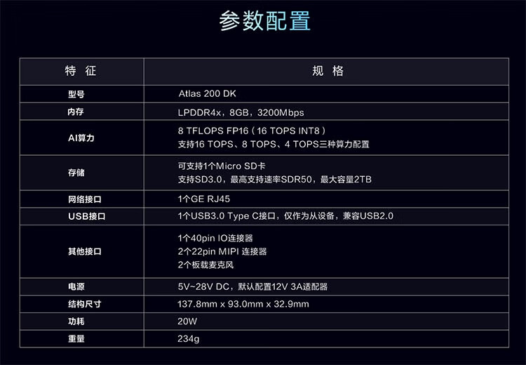 华为海思升腾atlas200dk开发者套件ai人工智能服务器hi3559a800wmipi