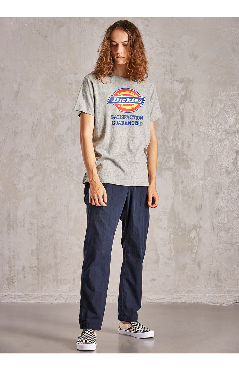 dickieslogo印花短袖t恤情侣款圆领tee纯棉t恤男2019夏新wh白色xxl185