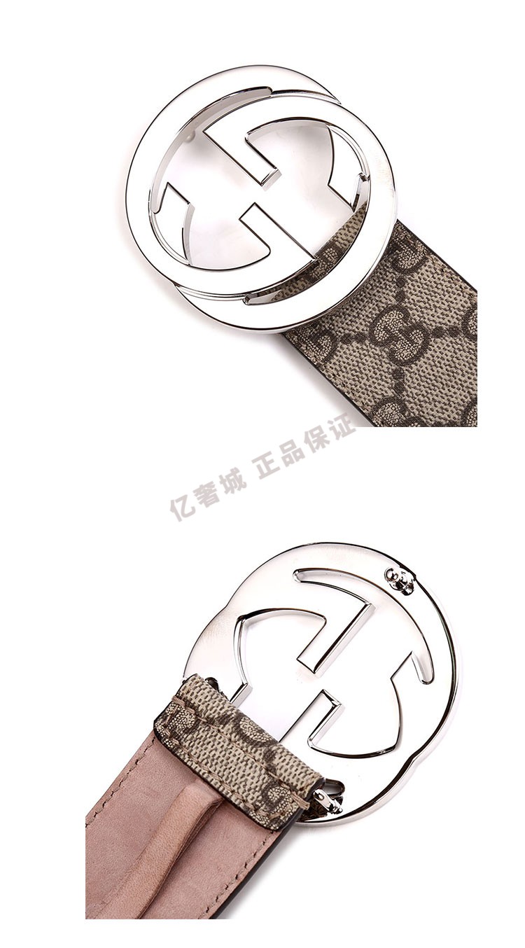 【正品鉴定】gucci古驰 宽度4cm金属扣双g腰带 男士帆布皮带411924