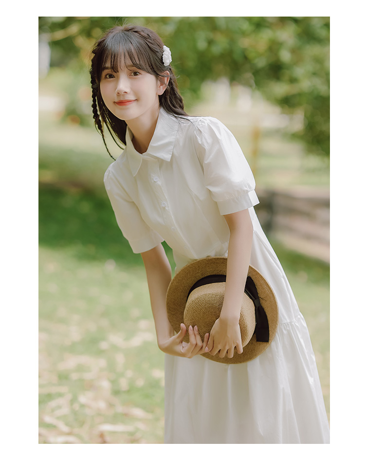 衬衫裙女设计感小众高端连衣裙夏装2022年新款茶歇初恋长裙子 白色 s