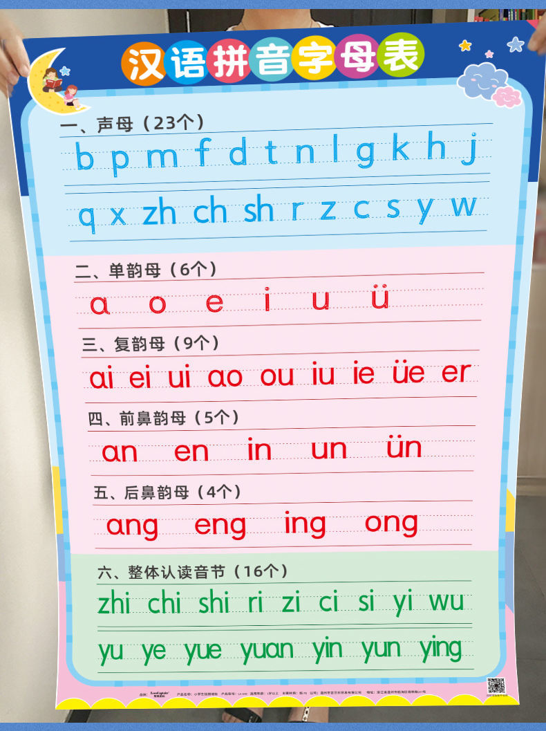 小學漢語拼音聲母表韻母表 小學漢語aoe拼音字母表牆貼全套聲母韻母