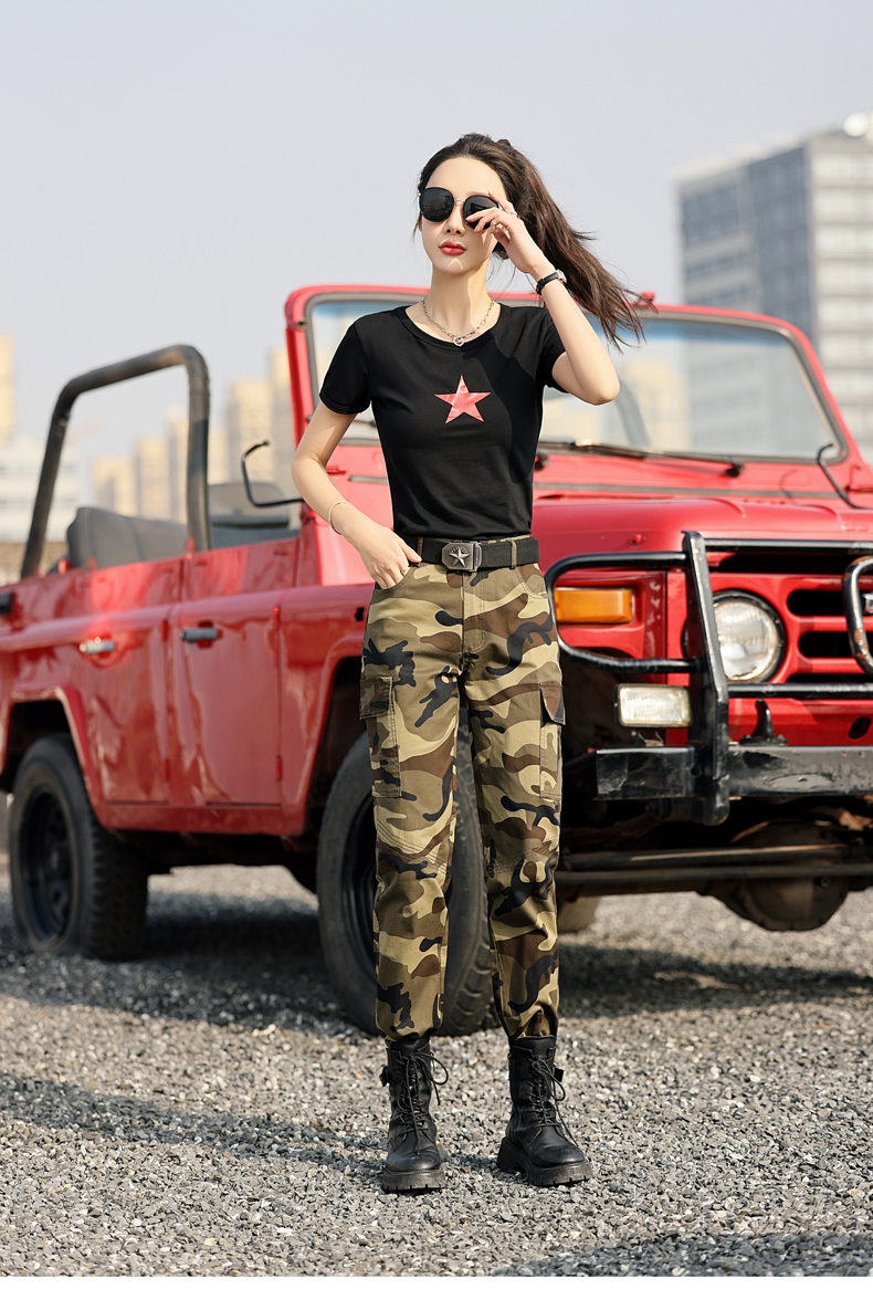 迷彩服野战服军迷服装迷彩t恤女短袖潮夏季时尚弹力显