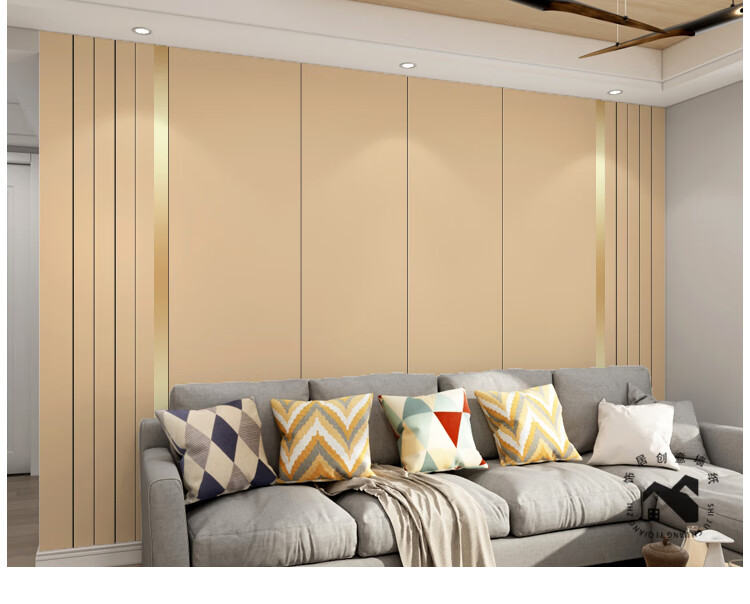 条 2022新款电视背景墙贴自粘金属线条客厅墙壁纸3d立体影视墙布整张