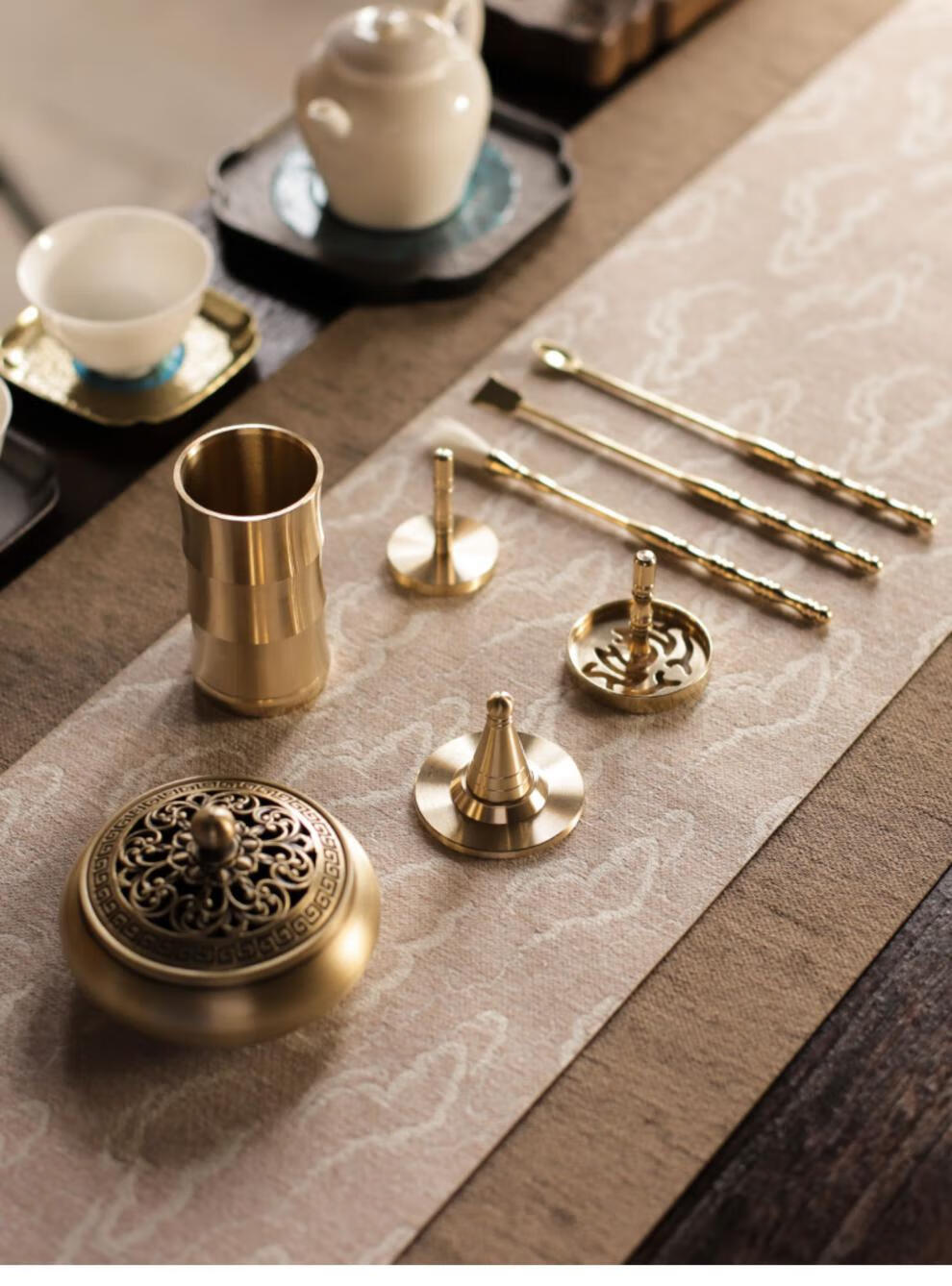 【京品优选】香道工具套装 纯铜香道套装用品香灰压香熏炉家用香粉打