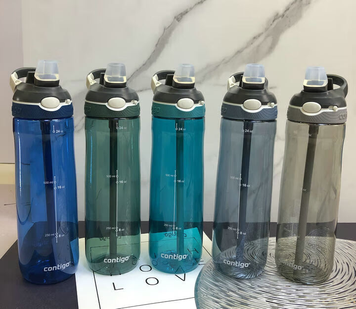 康迪克水杯现货美国contigo康迪克防漏运动水杯 吸管杯便携水壶 健身