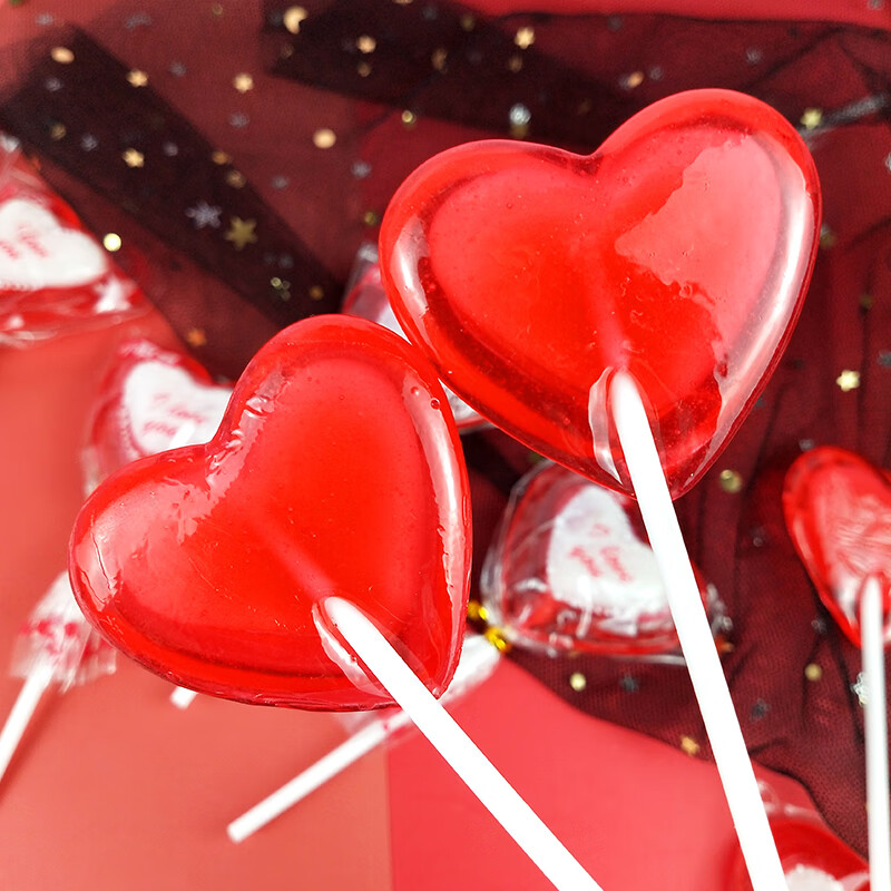 水晶棒棒糖 心形大红棒棒糖花束水晶糖创意手工喜糖婚礼情人节儿童糖