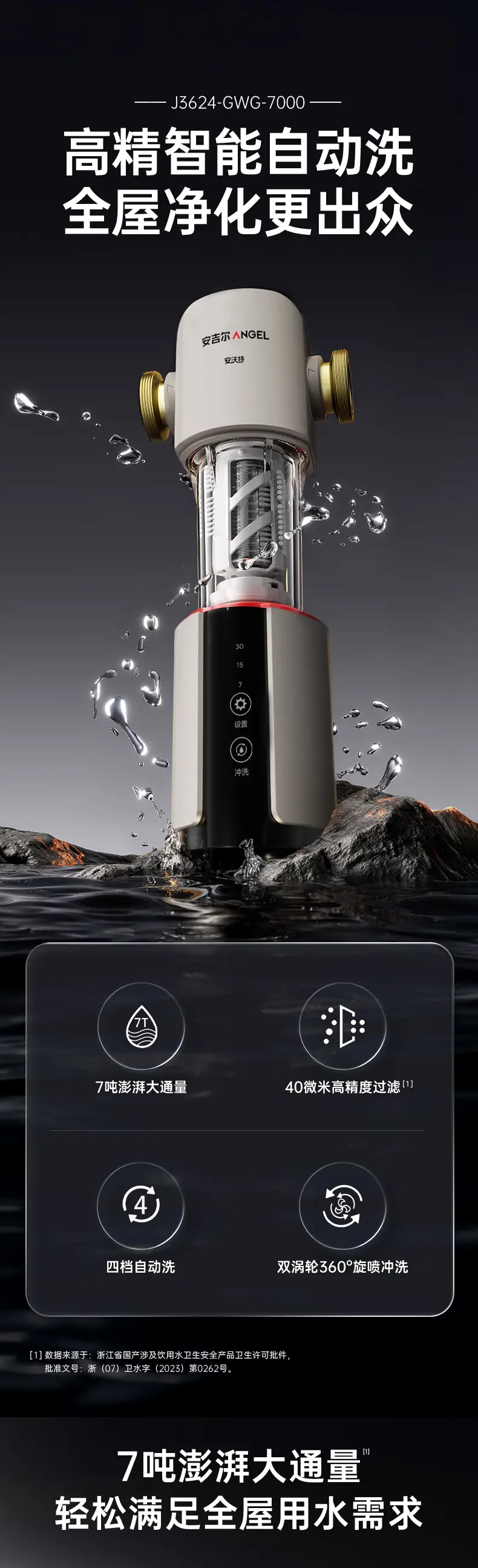安吉尔前置净水器J3624-GWG-7000