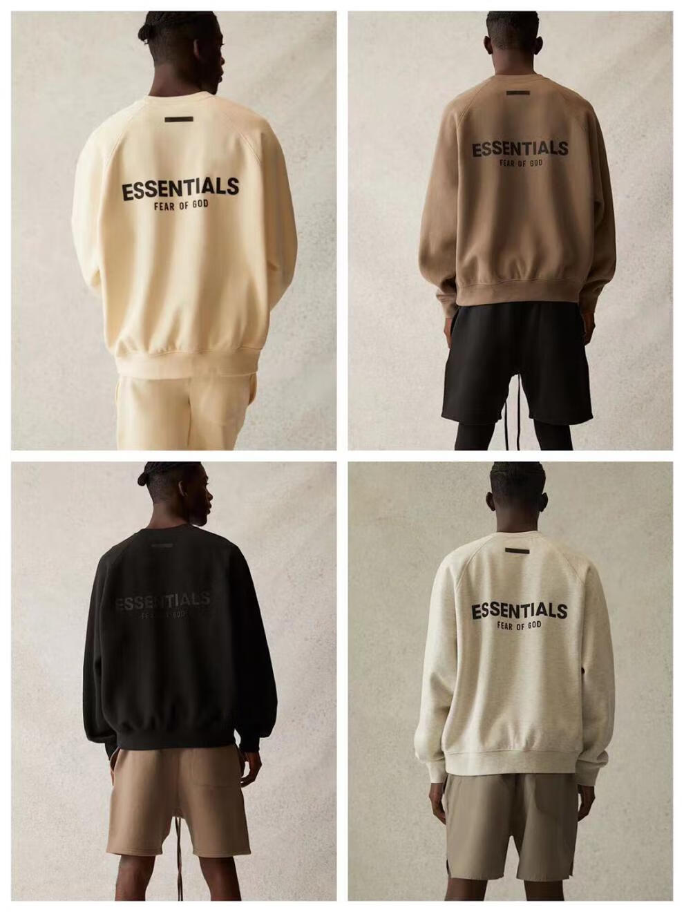 简约fogfearofgod复线essentials字母卫衣男fog高街帽衫加州限定杏色s