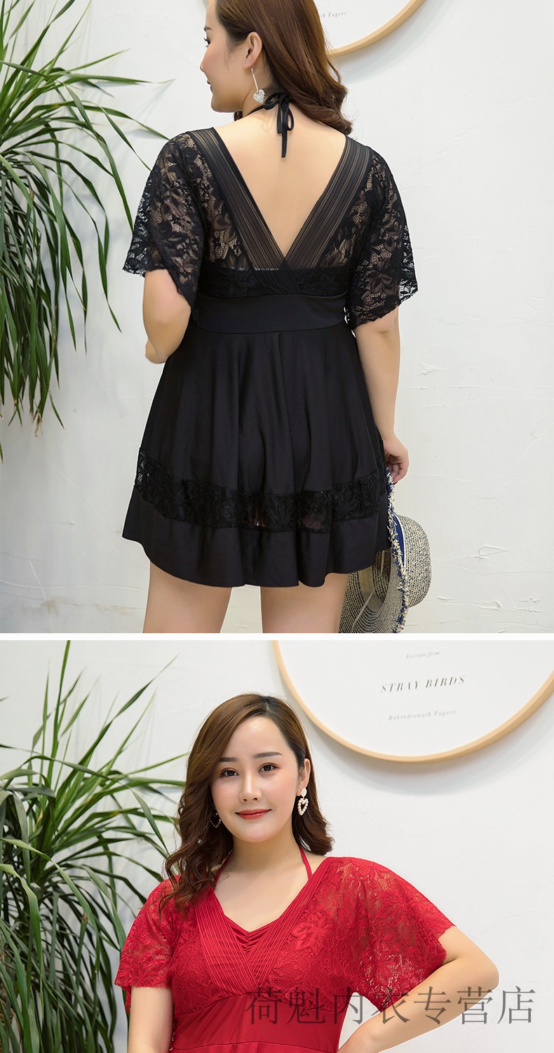 2019新款大码泳衣女遮肚200斤胖妹妹连体保守游泳衣
