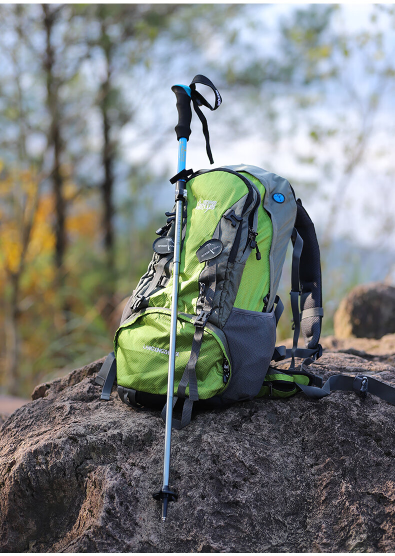 狼行者登山杖碳纖維戶外登山杖手拐爬山徒步裝備超輕多功能伸縮摺疊行