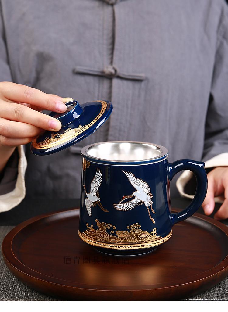 银杯子999纯银主人杯单杯男士个人鎏银茶杯茶水分离过滤高端水杯钜惠