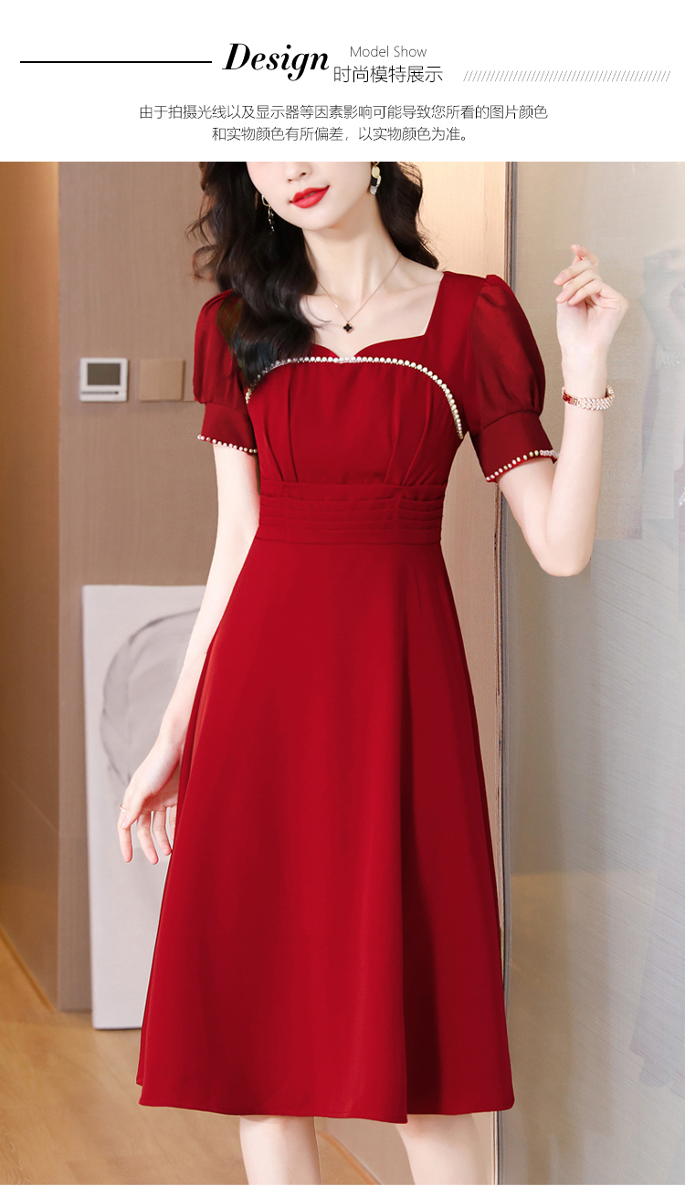 订婚礼服敬酒服新娘夏季酒红色结婚小礼服女回门订婚连衣裙平时可穿感