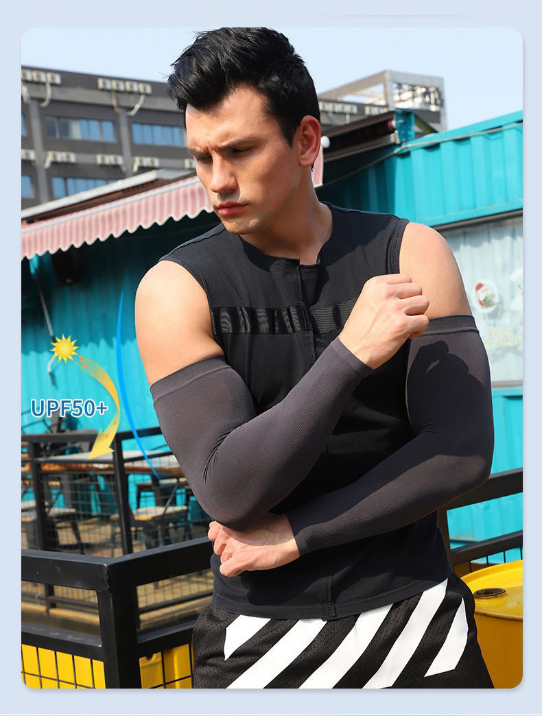 遂牛冰袖男士夏季新款冰丝防晒男士袖套夏季出游钓鱼防冰袖大码加长手