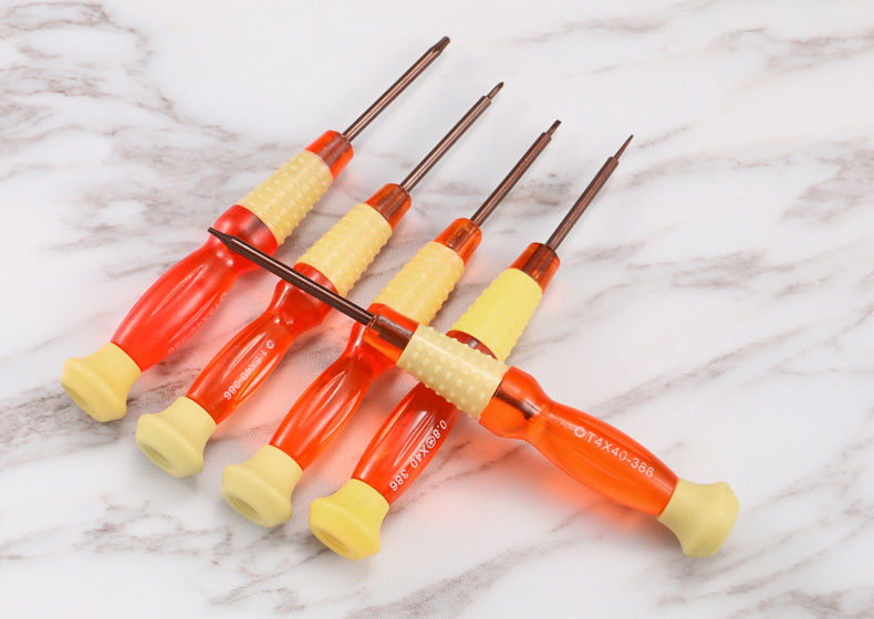德极 十字一字梅花五角螺丝刀拆精密电器仪表维修起子批 t6梅花桔柄批