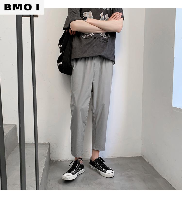 高端品牌夏天fashion休闲裤裤子男夏季薄款韩版潮流ins九分裤小脚宽松