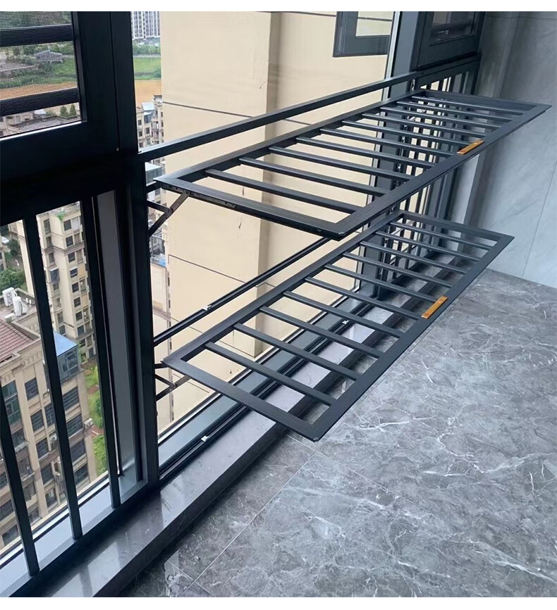 防护栏多功能防护栏阳台折叠晾衣架窗户室内安全家用自装铝合金栏杆