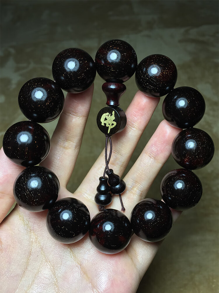 赞比亚小叶紫檀手串高密老料真金星血檀貔貅男士佛珠手链 喜范 金星20