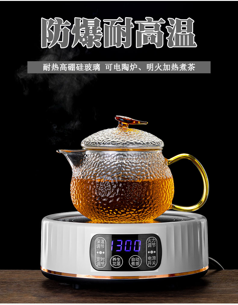 天福茗茶玻璃茶具 玻璃茶具套装家用日式功夫红茶杯简约耐高温煮泡