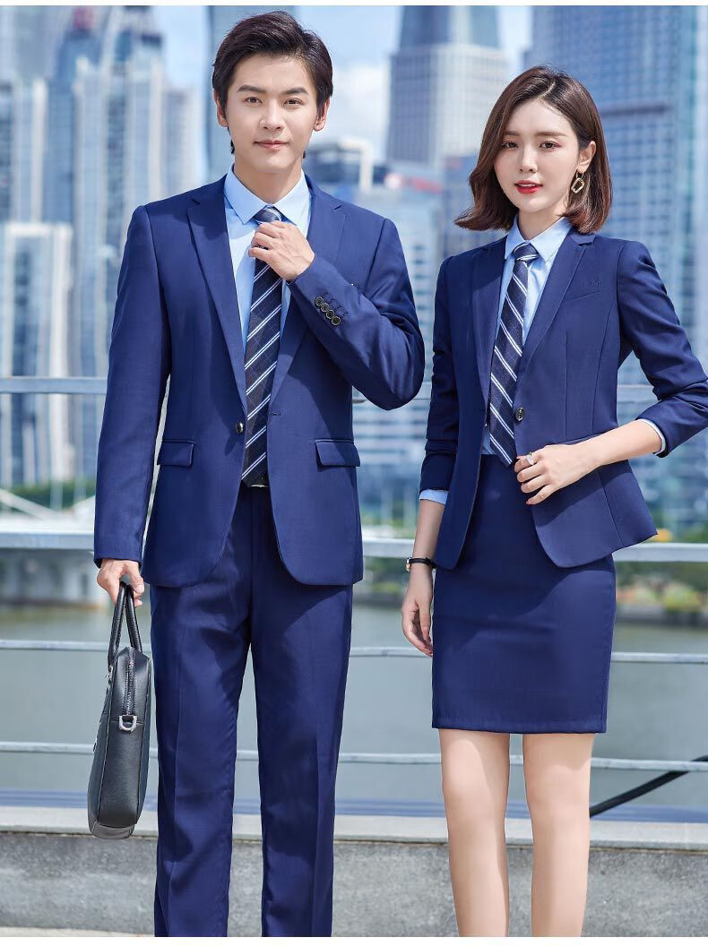 xrxk 男装修身款西服商务会议工作服男女同款西装套装纯色主持活动工