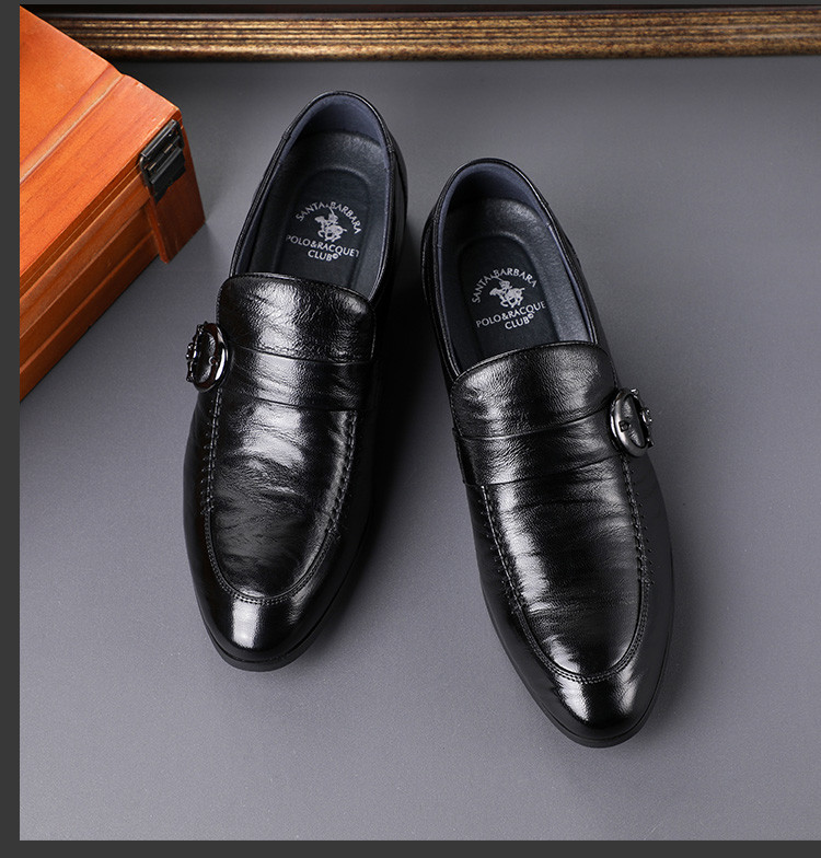 圣大保罗软羊皮皮鞋男士夏季薄款商务休闲鞋一脚蹬套脚低帮透气男鞋