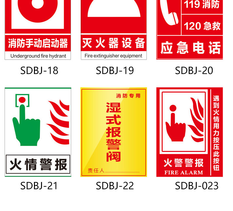 手动报警按钮标识牌火灾消防标识标牌指示牌专用声光报警器广播灭火器