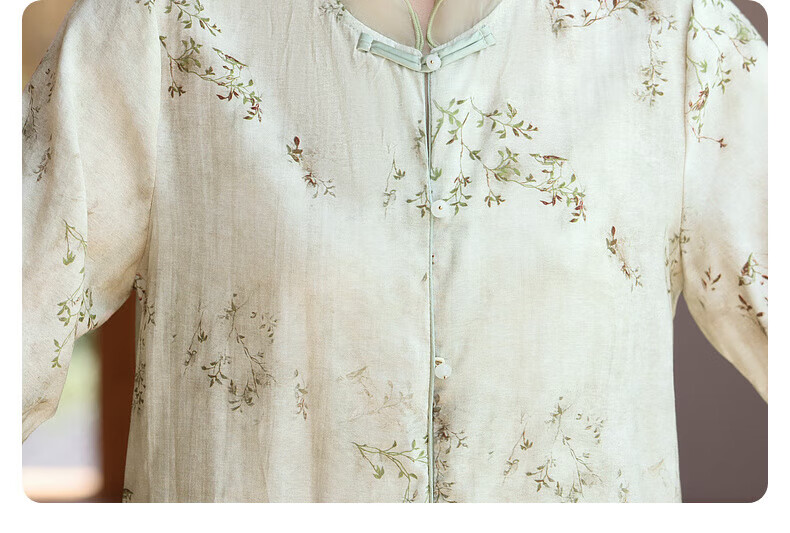 Hengyuanxiang Middle-Aged And Elderly Women's Clothing, 2026 New Style for Ages 50-60 And 70, Fashionable Mom Outfit, Summer Wear, New Chinese-Style National Trend Short-Sleeve Set 14