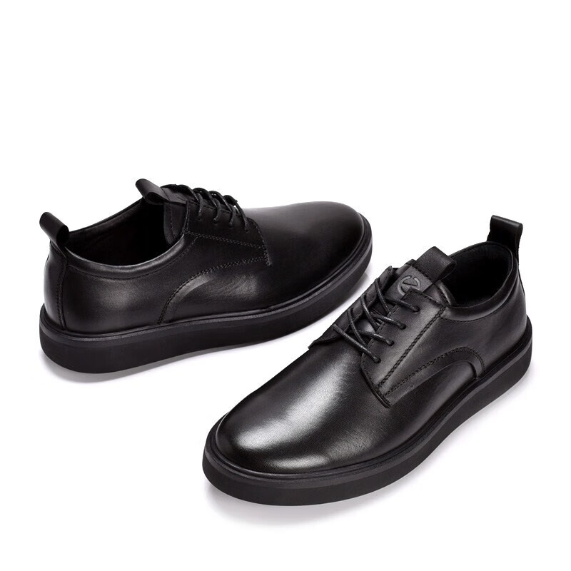 ecco/爱步男鞋2022秋新款休闲皮鞋男士皮商务德比鞋 特途512244 黑色