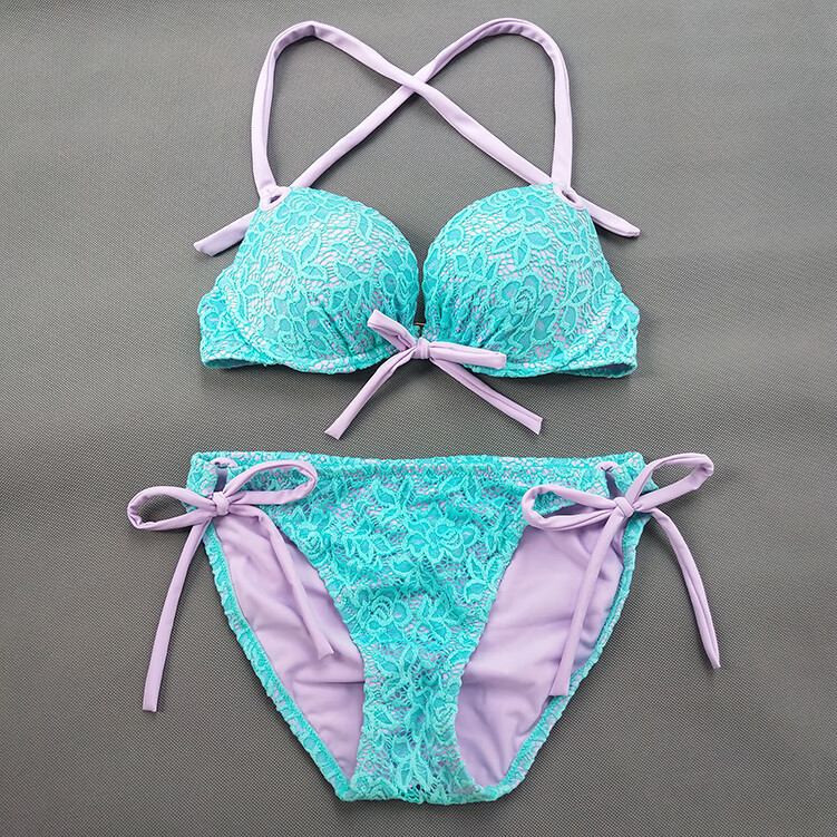 比基尼泳衣超性感三点一式比基尼聚拢性感显胸大三角泳装超暴露三点式