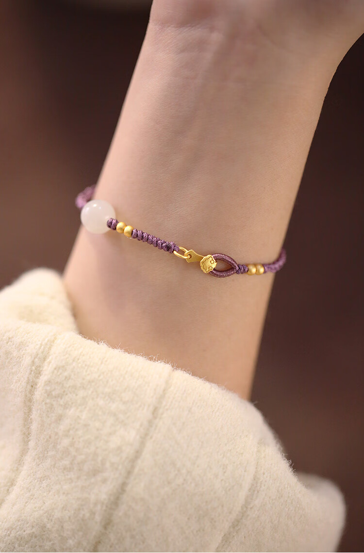 去寻【笼纱】925银编织手绳女手链如意手饰学生配饰 手链一条【图片