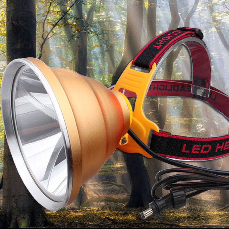 泛光头灯充电头灯led强光超亮大光斑黄光锂知了猴赶海聚光黄光p100