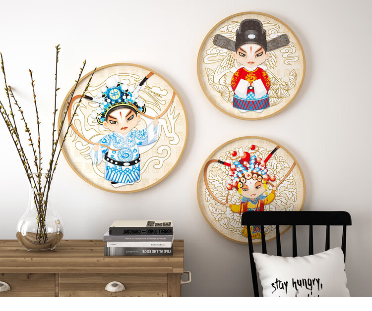 脸谱装饰画饭店餐厅火锅店墙画个性创意圆形壁画中式京剧人物挂画 13.