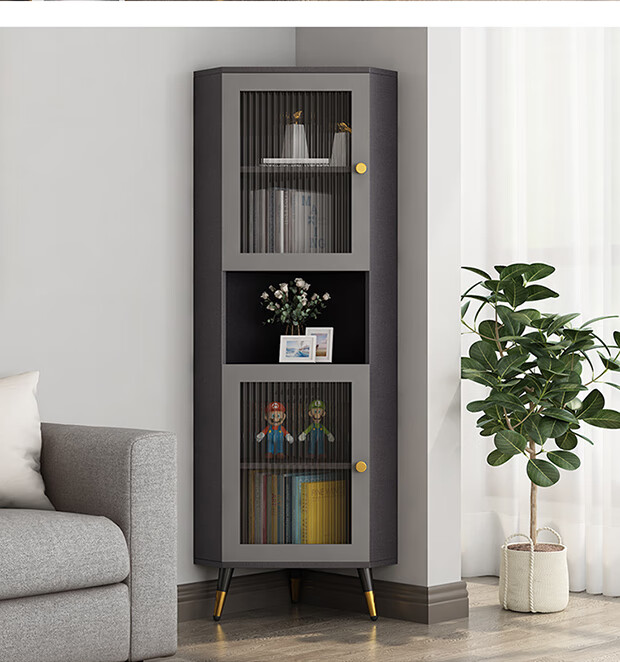 轻奢角柜三角形客厅墙角柜卧室转角书柜置物架拐角边角收纳储物柜 50