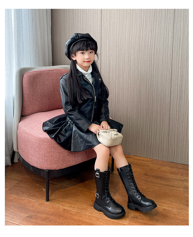 穿的女童长靴小女孩高筒靴2022年秋冬新款儿童长筒靴洋气靴子时尚高靴