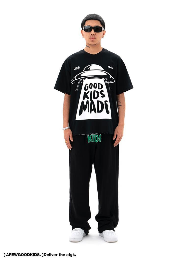 fff官方马思唯afgk联名2022ss新款白色t恤男国潮印花休闲短袖 a89白色