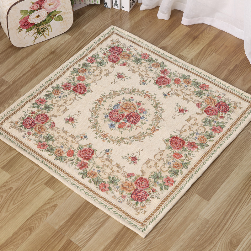 跃萃田园风正方形地毯家用茶几毯办公室转椅垫子阳台吊篮防滑 浅灰色