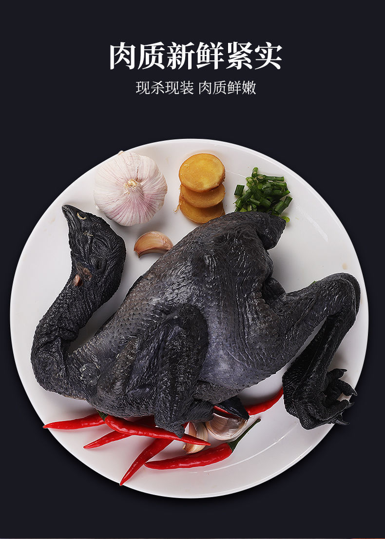 乌鸡五黑鸡乌骨鸡月子鸡新鲜现杀冷冻营养美味 特价 1只装(普通快递)
