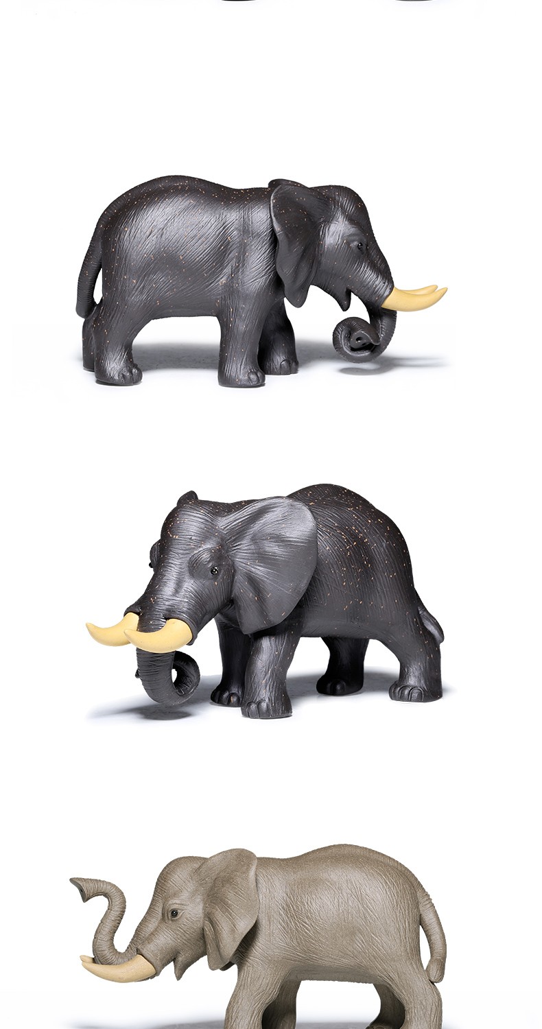 茗茶艺壶宜兴全手工紫砂大象茶宠雕塑摆件茶玩茶具茶道配件象鼻扬举