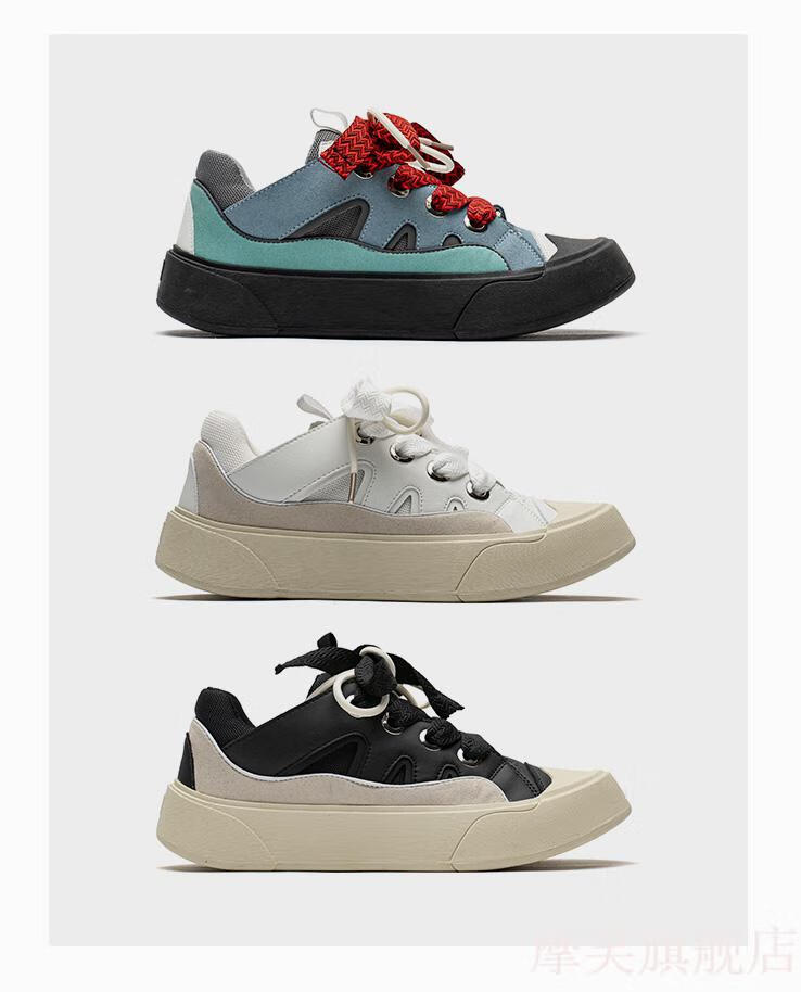 多嘴驴donkey 鞋子男2022年新款潮鞋百搭平底休闲板鞋大头男鞋 卡其白