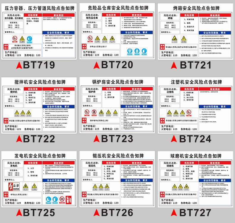 安全點告知牌配電房車間空壓機危險注塑叉車衝銑鑽床機械傷害倉庫行車