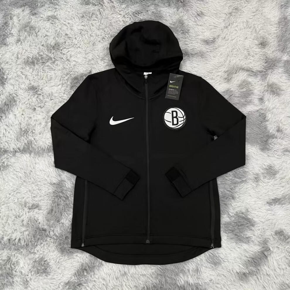 芭酷范 nba湖人勇士篮网秋冬球员出场服篮球热身服半拉链速干外套训练