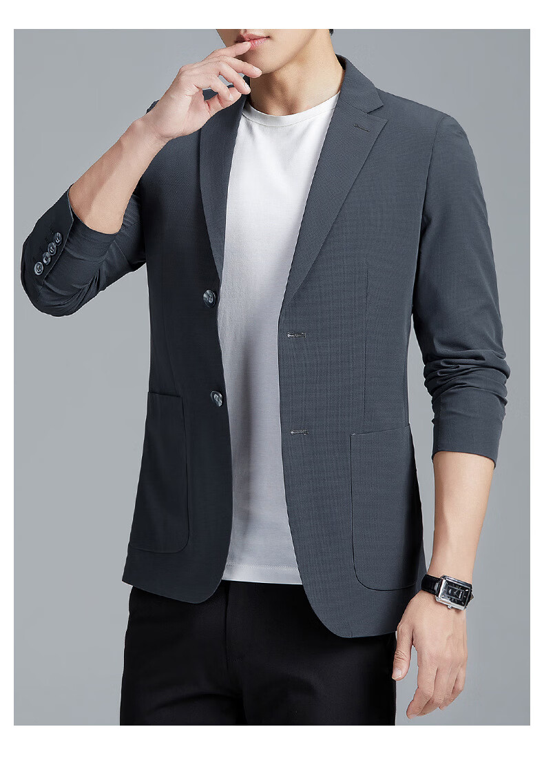 金盾(jindun)秋季新款西服男士商务休闲西装男士外套修身单西服男轻奢
