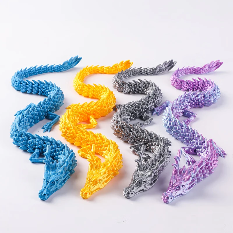 OSKV3d printed toy dragon egg 3D joint movable Chinese dragon figurine 3D Model, children's toy gift 3D printed Chinese dragon [Rainbow Color] 30cm thumbnail 6
